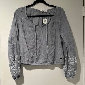 Hollister California top blue stripe-new with tags